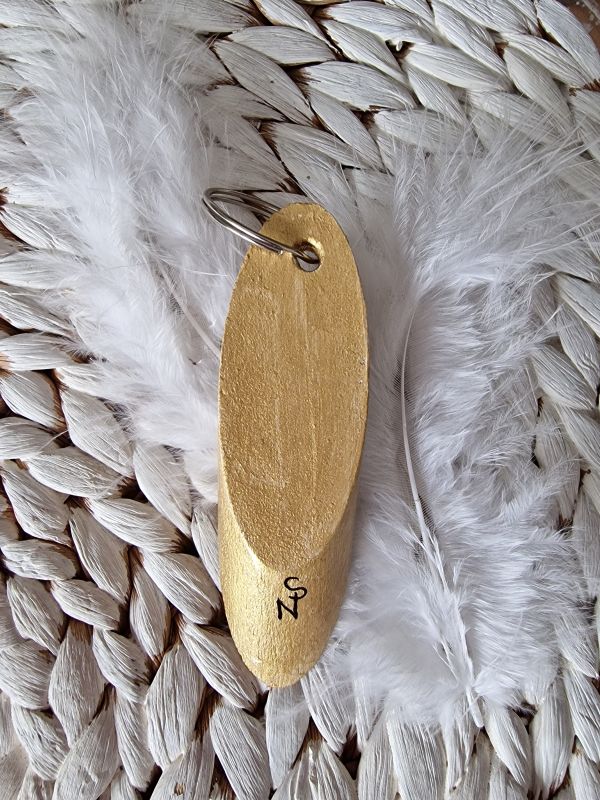 Schlüssel-/Taschenanhänger * Engel * handbemalt * Holz * Gold-Weiß * Herz